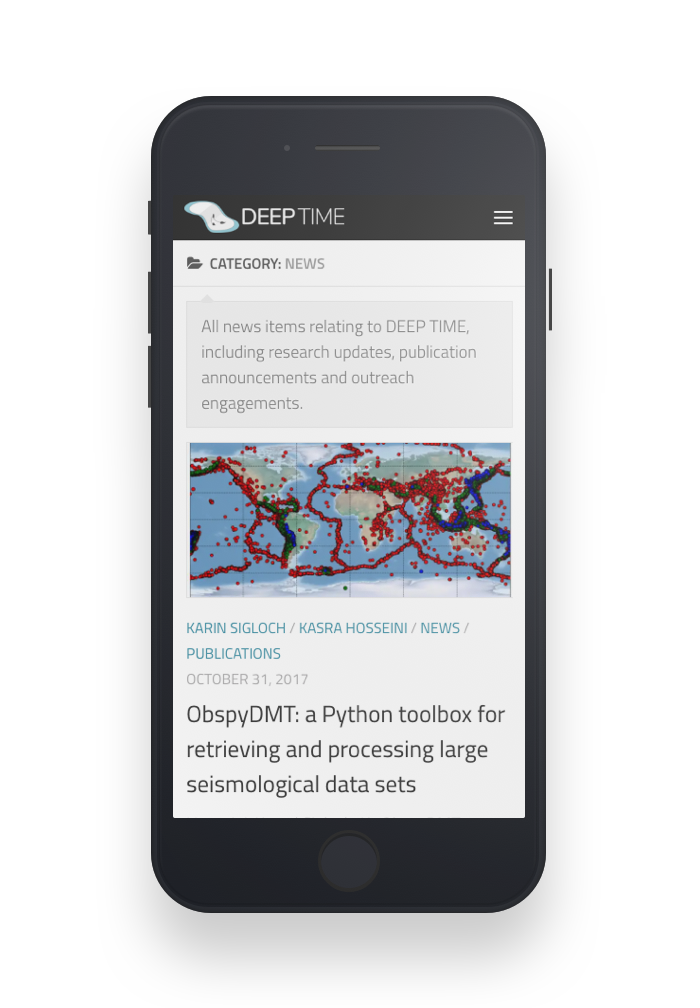 DEEP TIME News page on mobile