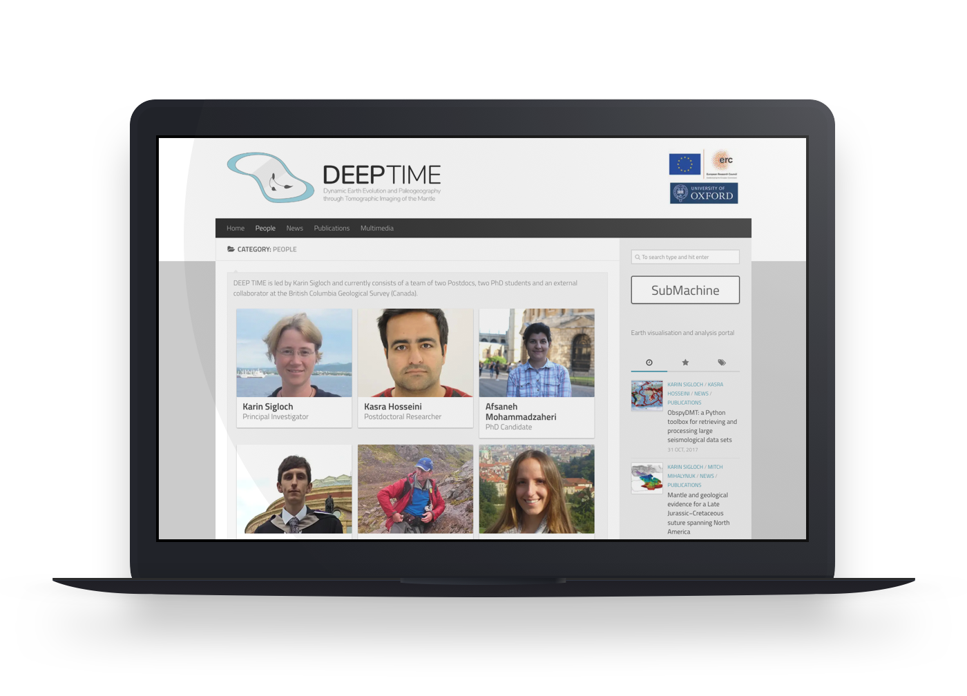 DEEP TIME People page on laptop