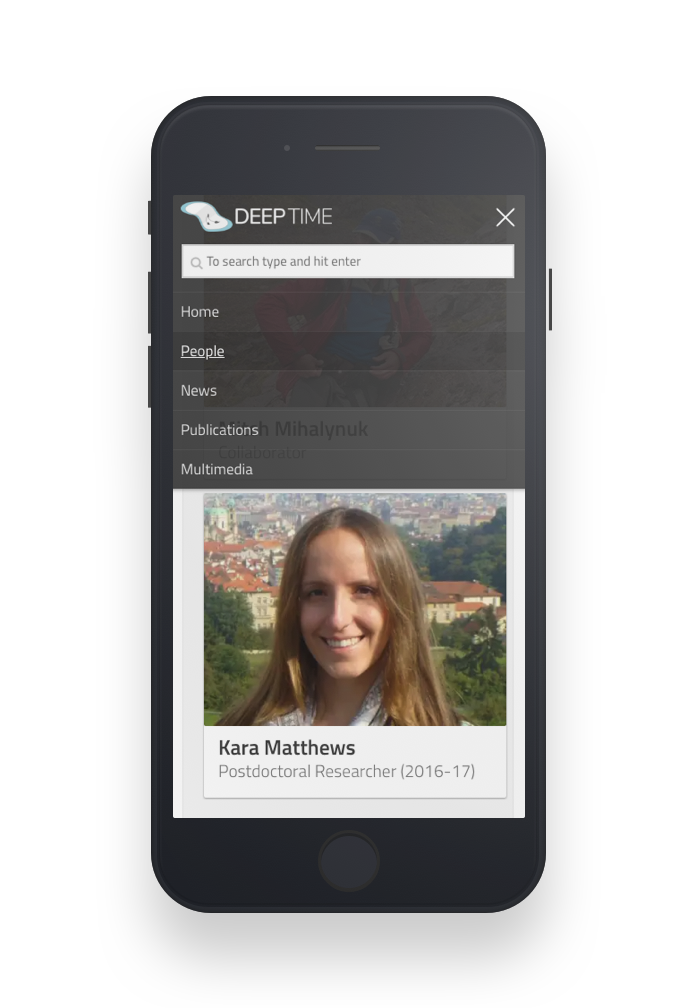 DEEP TIME People page on mobile