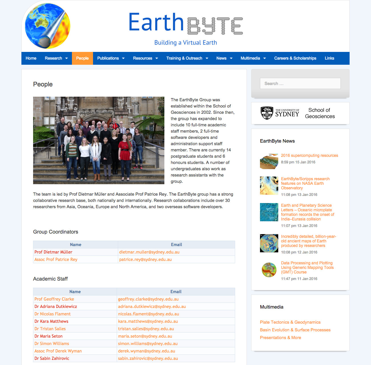 EarthByte People page