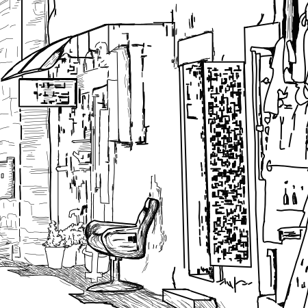 Close up image of shops