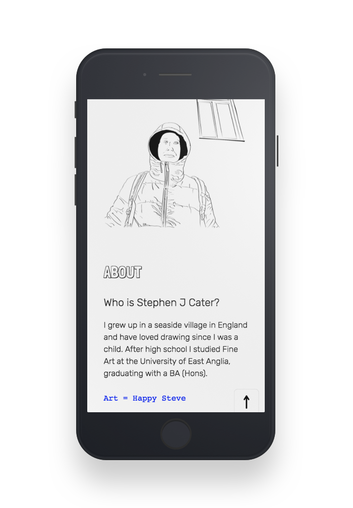 Stephen J Cater website - About Steve page on mobile